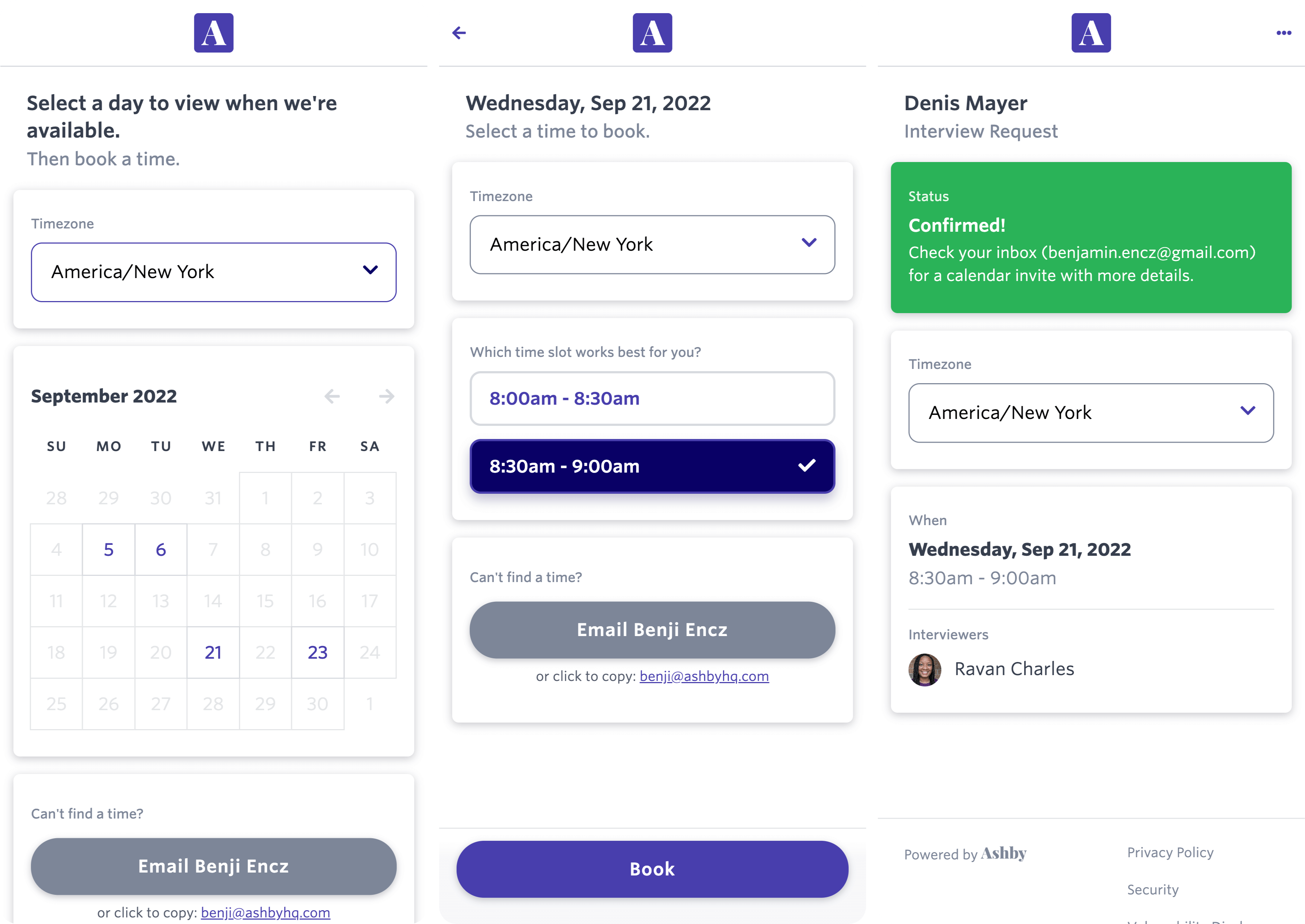Candidate Booking Flow